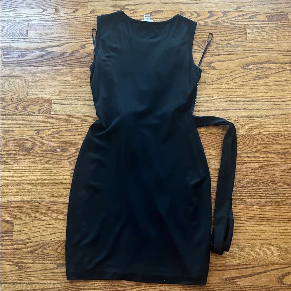 Diane Von Furstenberg Black and Blue Polka Dot Dress Size 6 - Picture 8 of 10